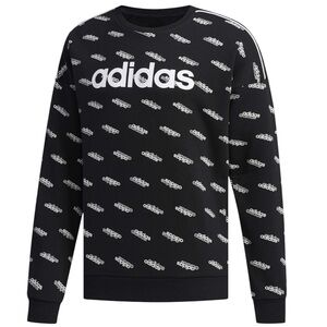 NWT Adidas Men's Black and White Crewneck Sweatshirt Size 2XL Logo Sweater